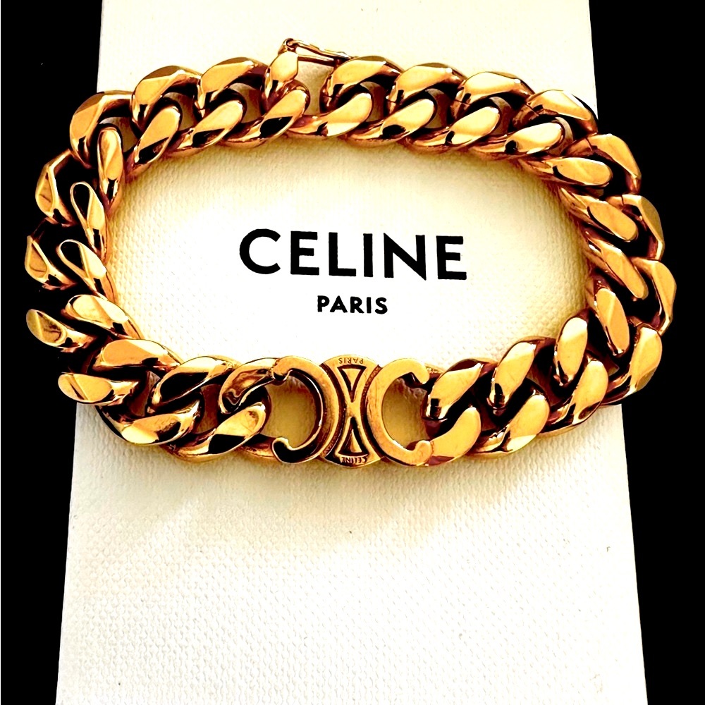 Celine Triomphe Curblink Bracelet Gold over Brass w.  Box Tags